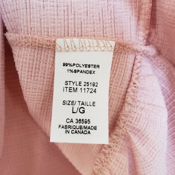 Lightweight pink peach 3/4 sleeve women's flowy ruffle top, size L, m & e brand - Picture 6 of 10